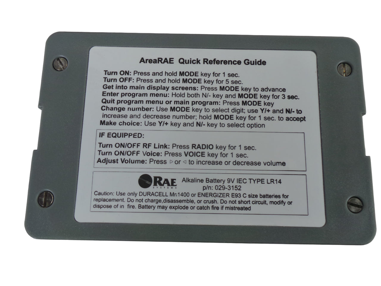 Rae Systems Arearae Gamma PGM5120 Multi-Gas Sensor Detector