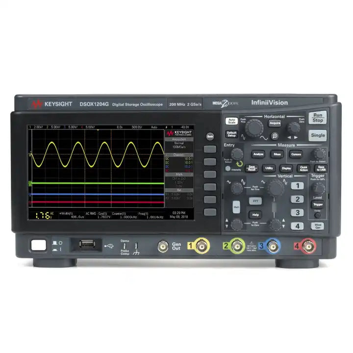 Keysight DSOX1204G Oscilloscope: 70/100/200 MHz, 4 analog channels with built-in waveform generator