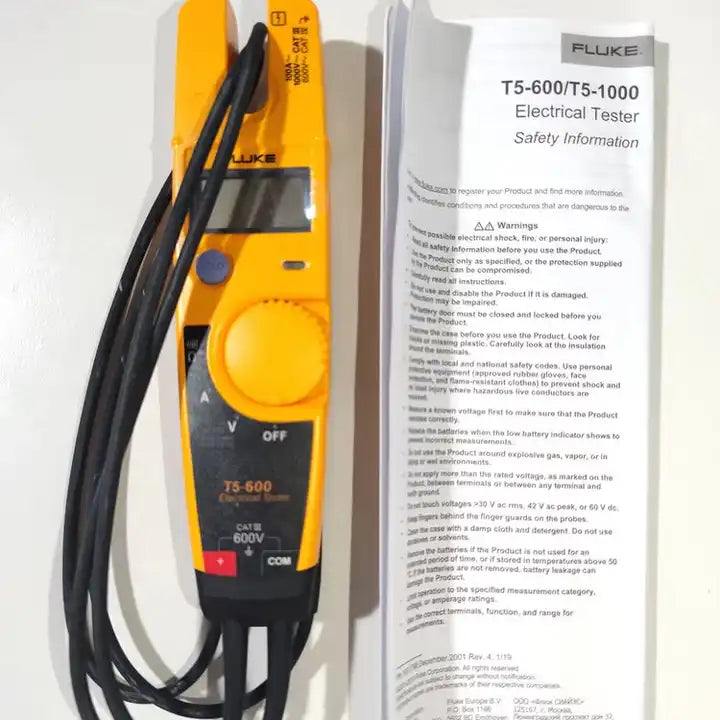 Fluke T5-600 Clamp Meter Continuity Current Electrical Tester