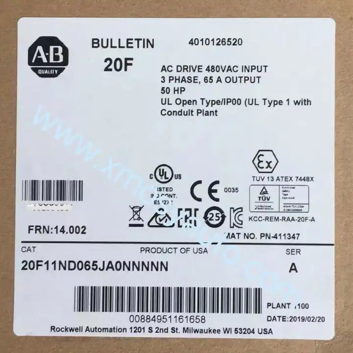 New Factory Sealed  20F11ND065JA0NNNNN PowerFlex 753 AC Drive - XG eqpt