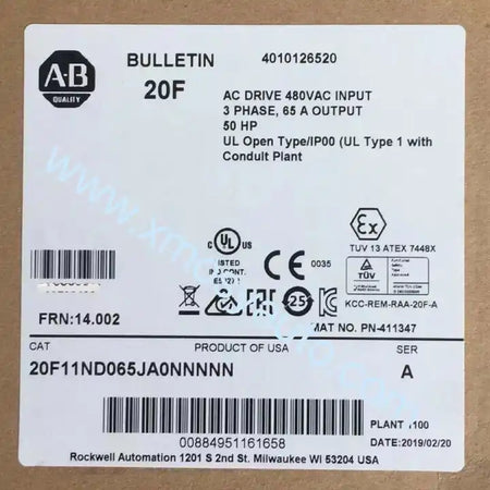 New Factory Sealed  20F11ND065JA0NNNNN PowerFlex 753 AC Drive - XG eqpt