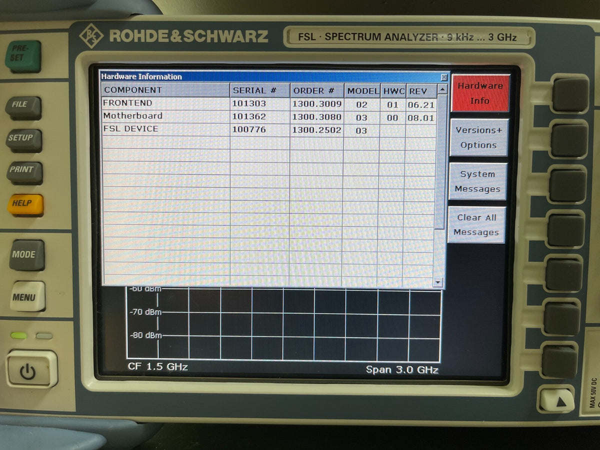 Rohde &amp; Schwarz FSL3 Spectrum Analyzer 9 kHz - 3 GHz _ 0776