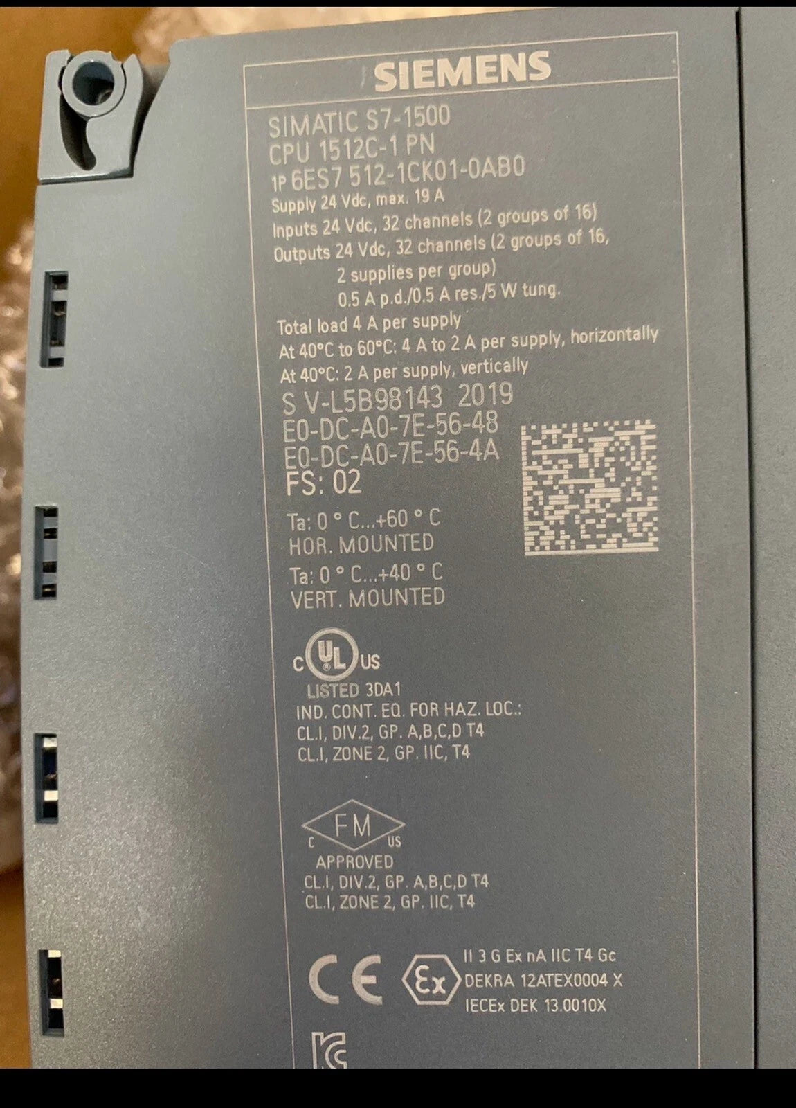 SIEMENS 6ES7 512-1CK01-0AB0 CPU1512C-1 PN Product
