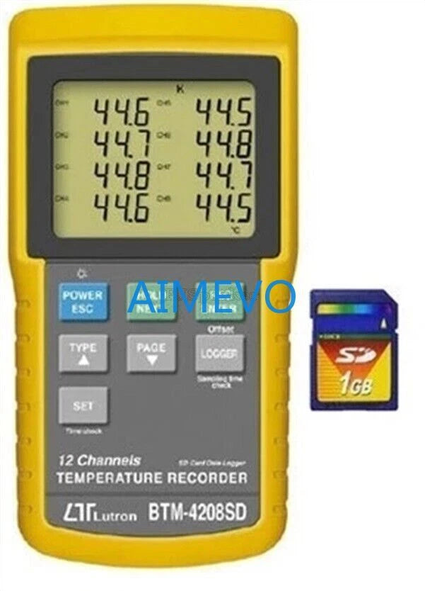 Brand New Lutron BTM-4208SD 12 Channels Temperature Recorder Data Logger Meter