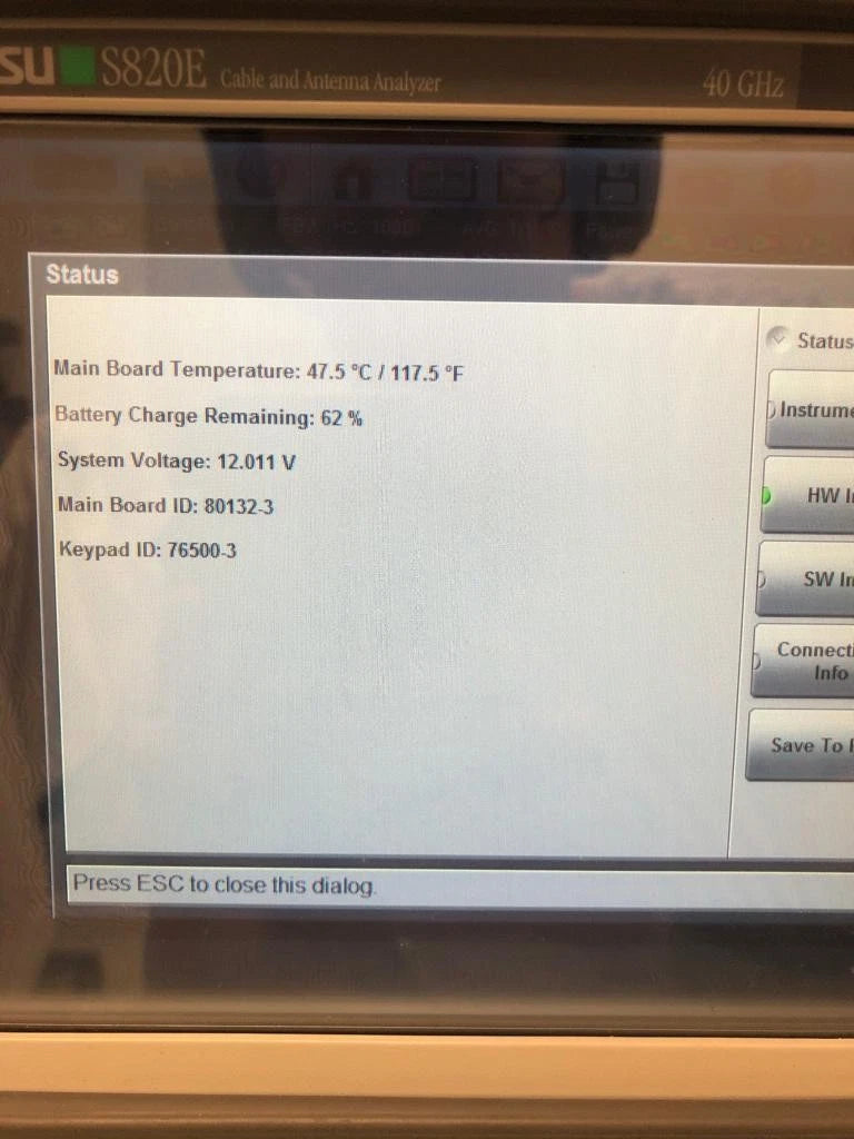 Anritsu S820E Microwave Cable Antenna Analyzer, Type K(m), 1MHz - 40GHz