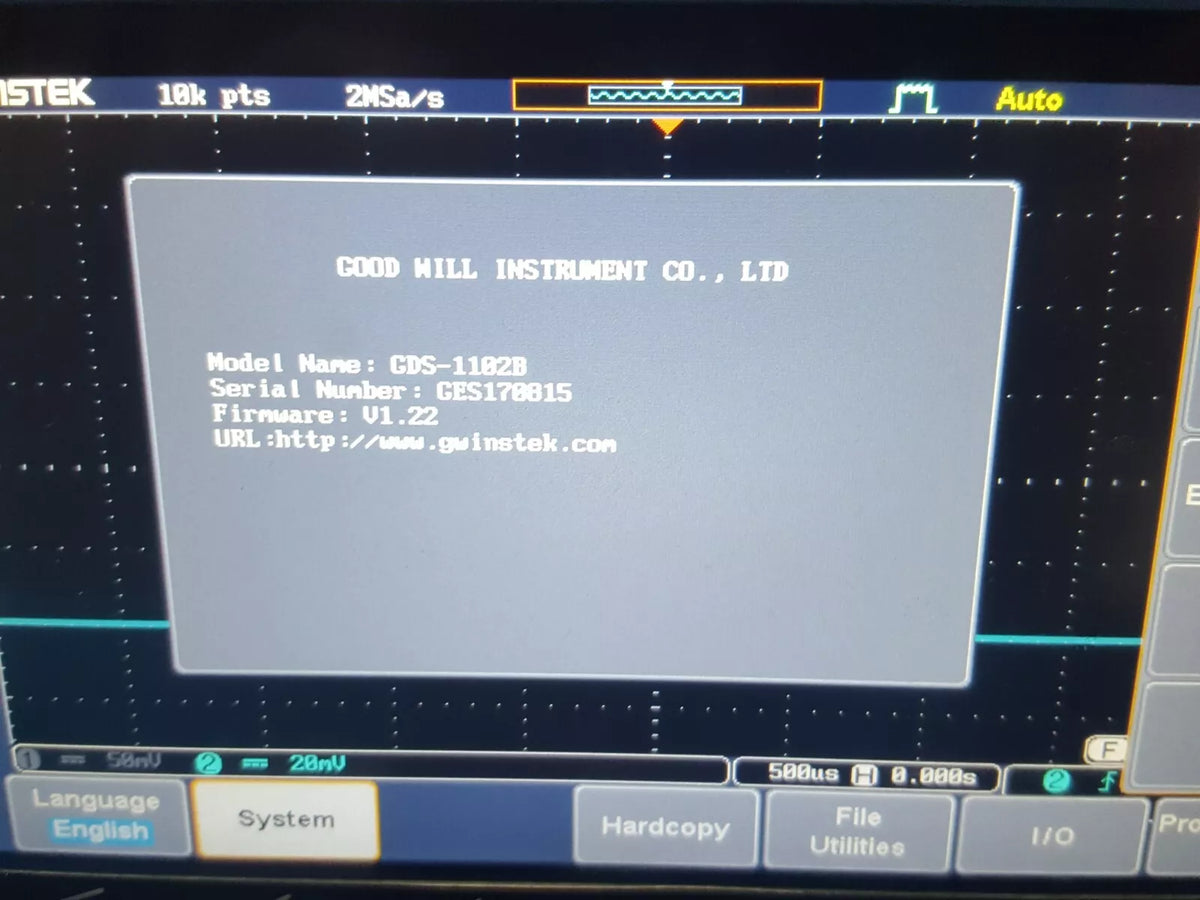 GWInstek GDS-1102B Digital Storage Oscilloscope 100MHz 2CH
