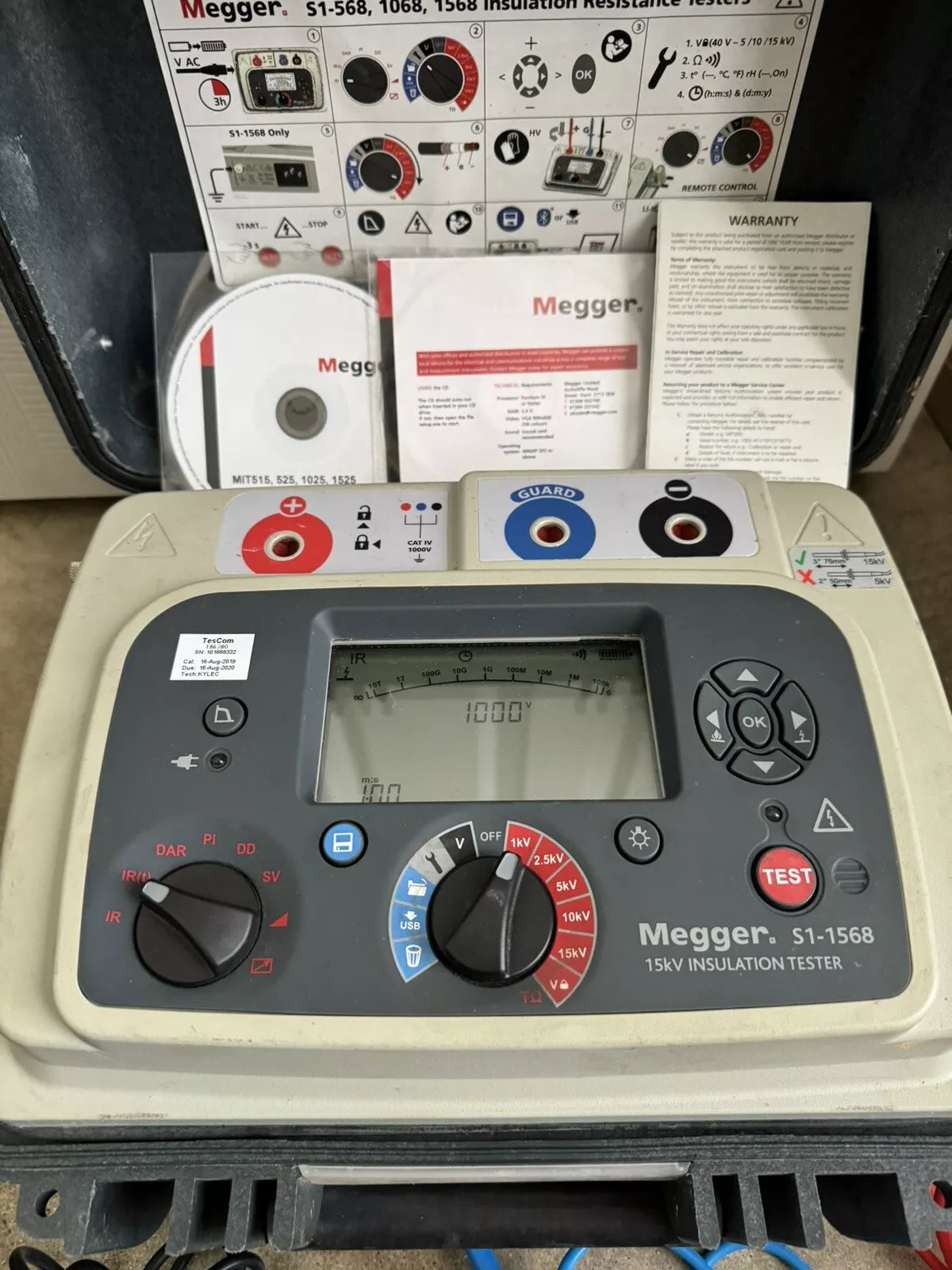 MEGGEE S1-1568 15KV Insulation Resistance Tester w/ Leads