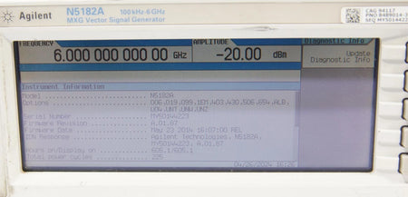 Agilent N5182A 6GHz MXG RF Vector Signal Generator OPT 006 019 099 1EM UNT UNW