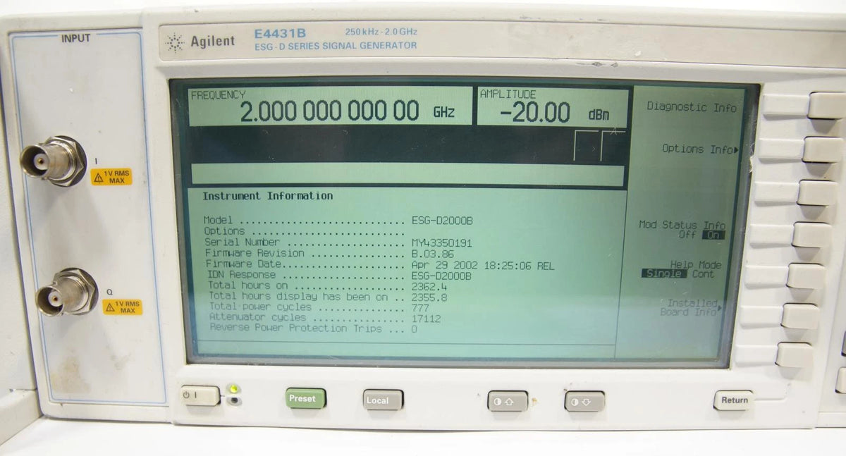 Agilent E4431B 250kHz - 2GHz ESG-D Series Signal Generator