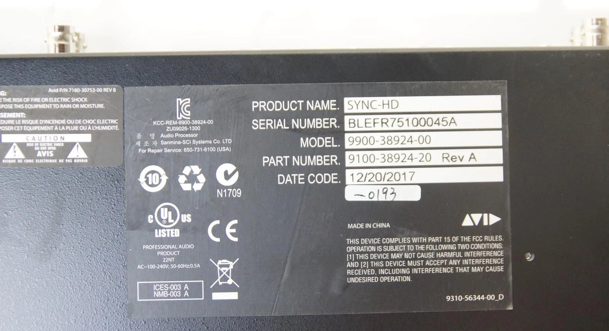 AVID Digidesign SYNC HD Master Clock 9900-38924-00