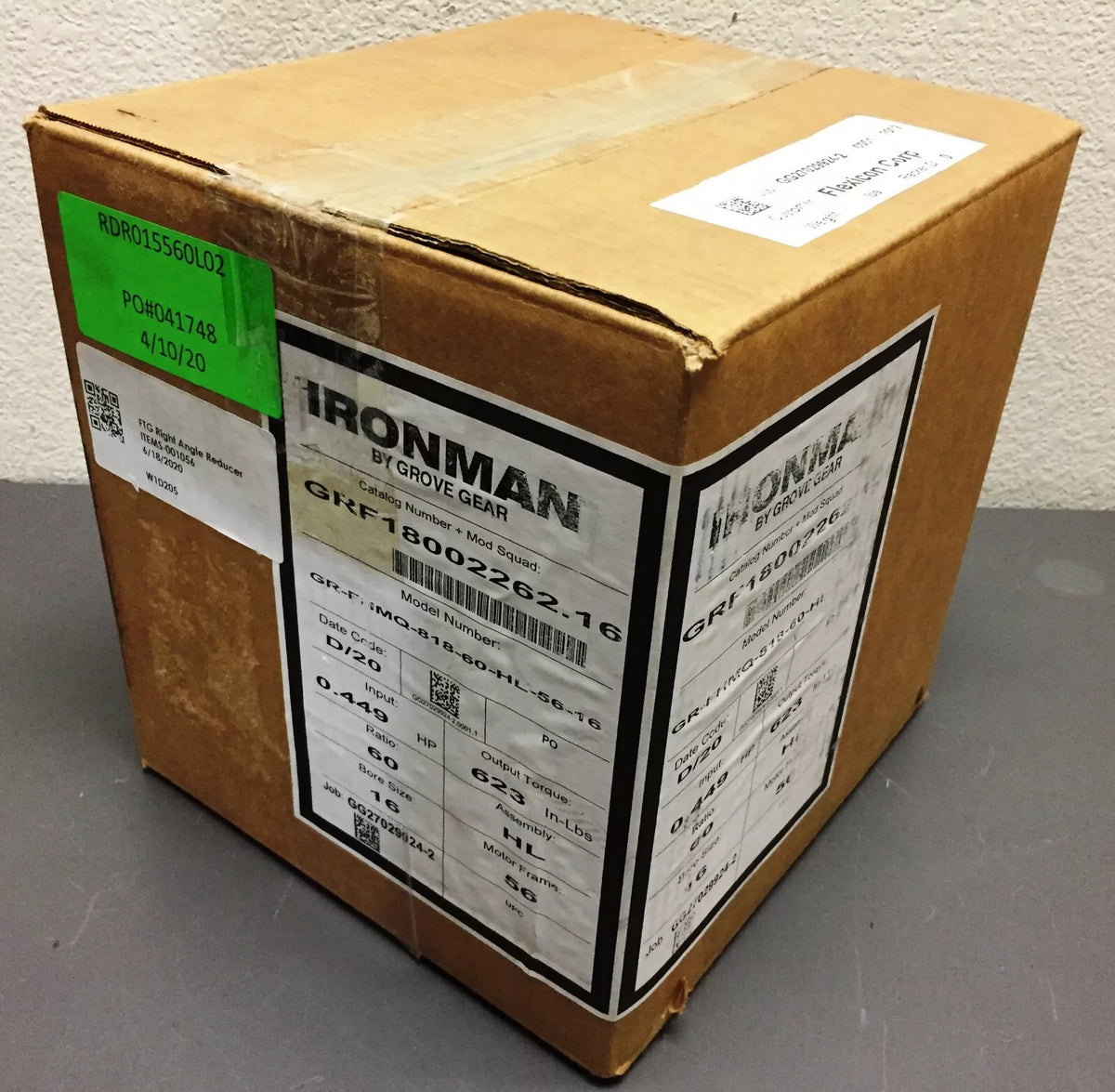Grove Gear Ironman GR-FHMQ-818-60-HL-56-16 FTG Right Angle Reducer Ratio 60:1