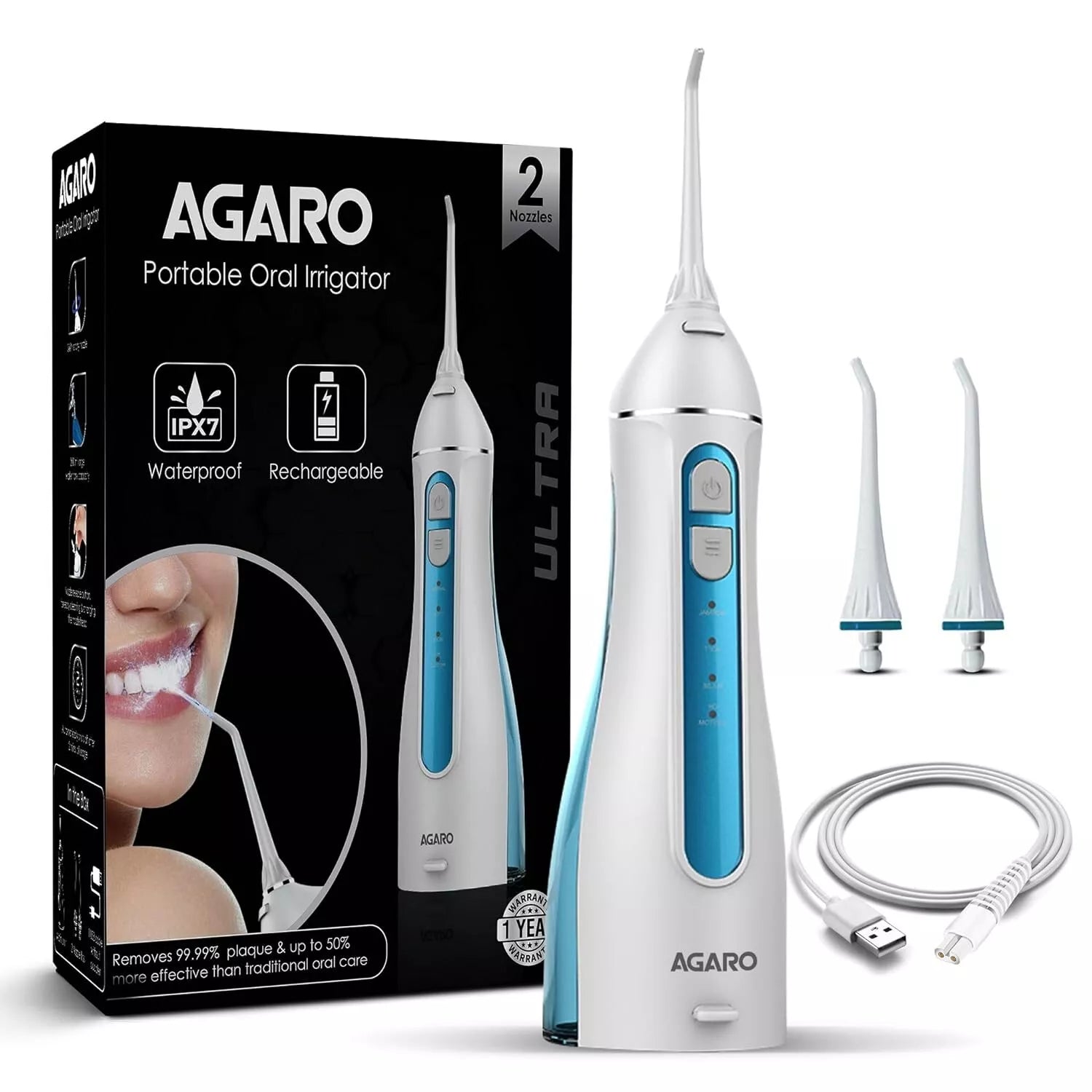 AGARO Ultra Cordless Dental Flosser with 4 Modes