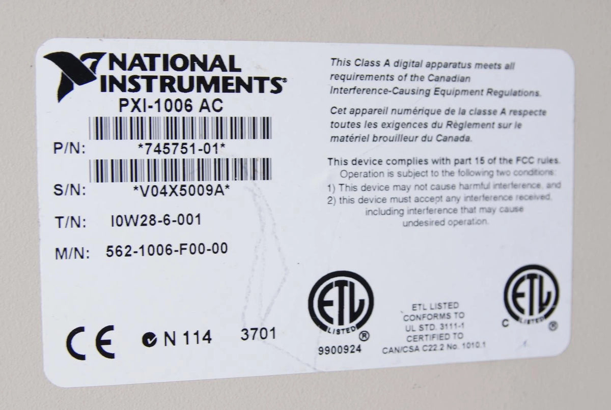 National Instruments PXI-1006 AC PXI Mainframe 18 Slots 745751-01