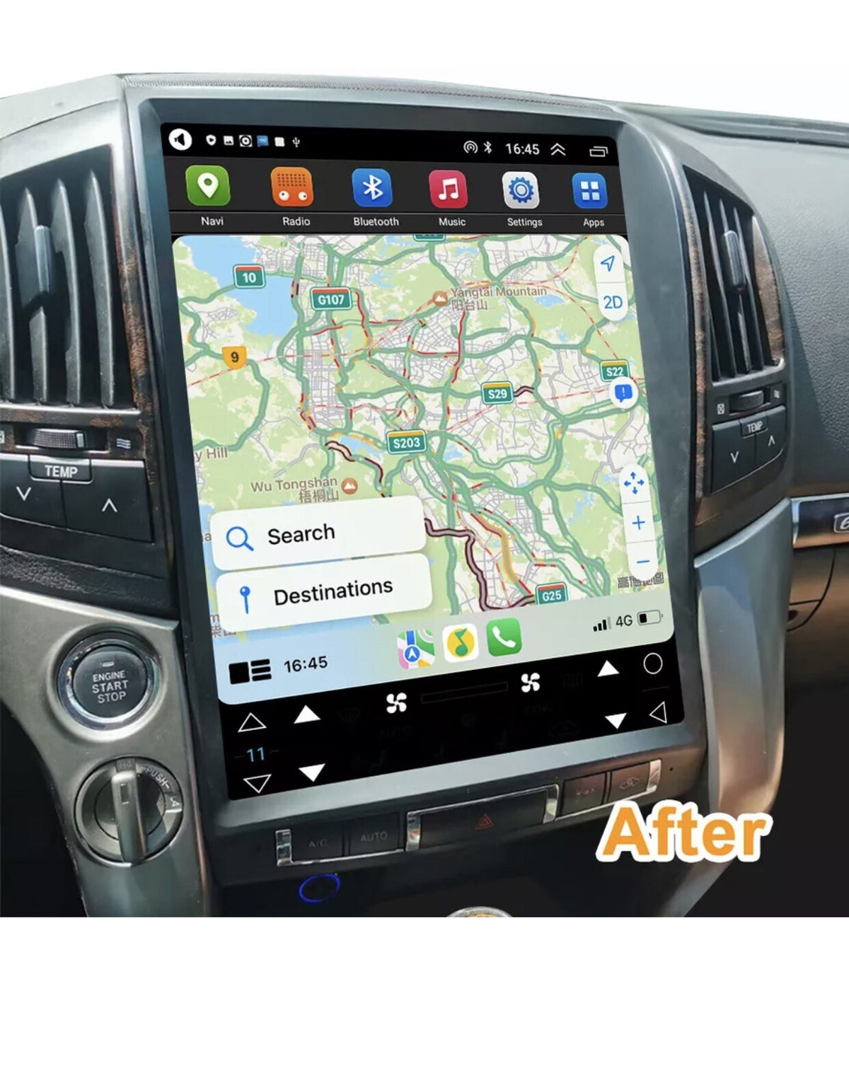 Android 14 Tesla Screen Car radio For Toyota Land Cruiser LC200 2008-2015 Player