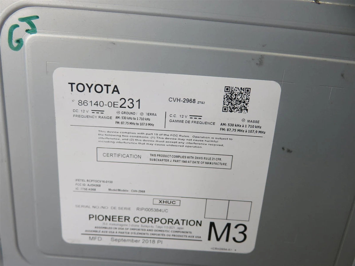 2014-2019 Toyota Highlander 86140-0E231 AM FM CD Touch Radio P11816