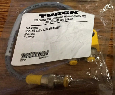 Turck VB2-RS 4.4T-0.2/2FKM 4/S1569 U29790 VB2 Molded Twin Junction Cordset