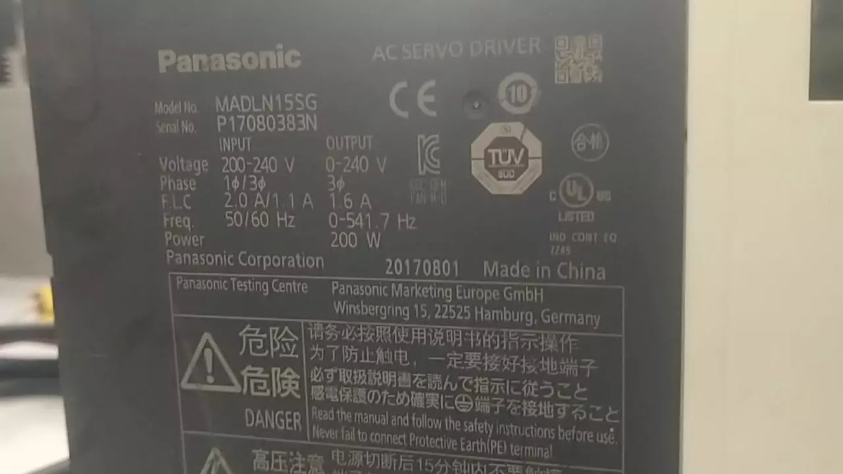 Panasonic MADLN15SG MINAS A6S Servo Drive 1.5kW AC Motor Controller