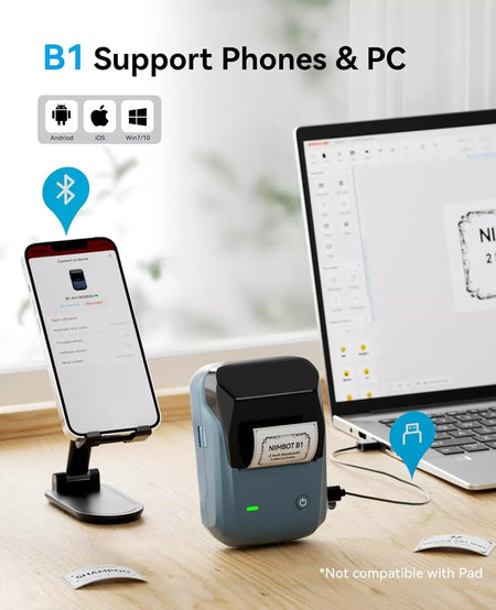 NIIMBOT B1 Label Printer with 1 Roll Starter Tape Bluetooth Label Printer