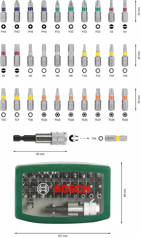 Bosch 2607017063 Metal Screwdriver Bits Kit