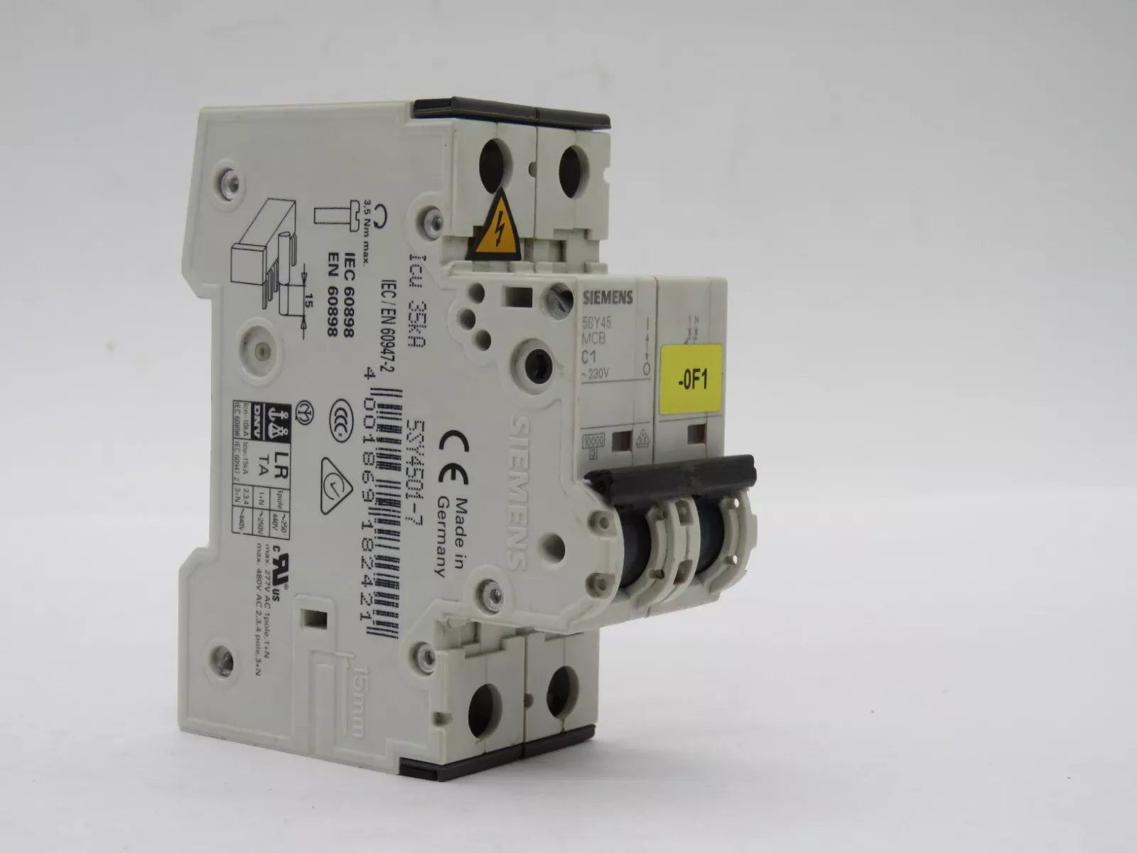 SIEMENS 5SY4501-7 Circuit Breaker Miniature 1 Amp 1+N-Pole 230 VAC 10 kA