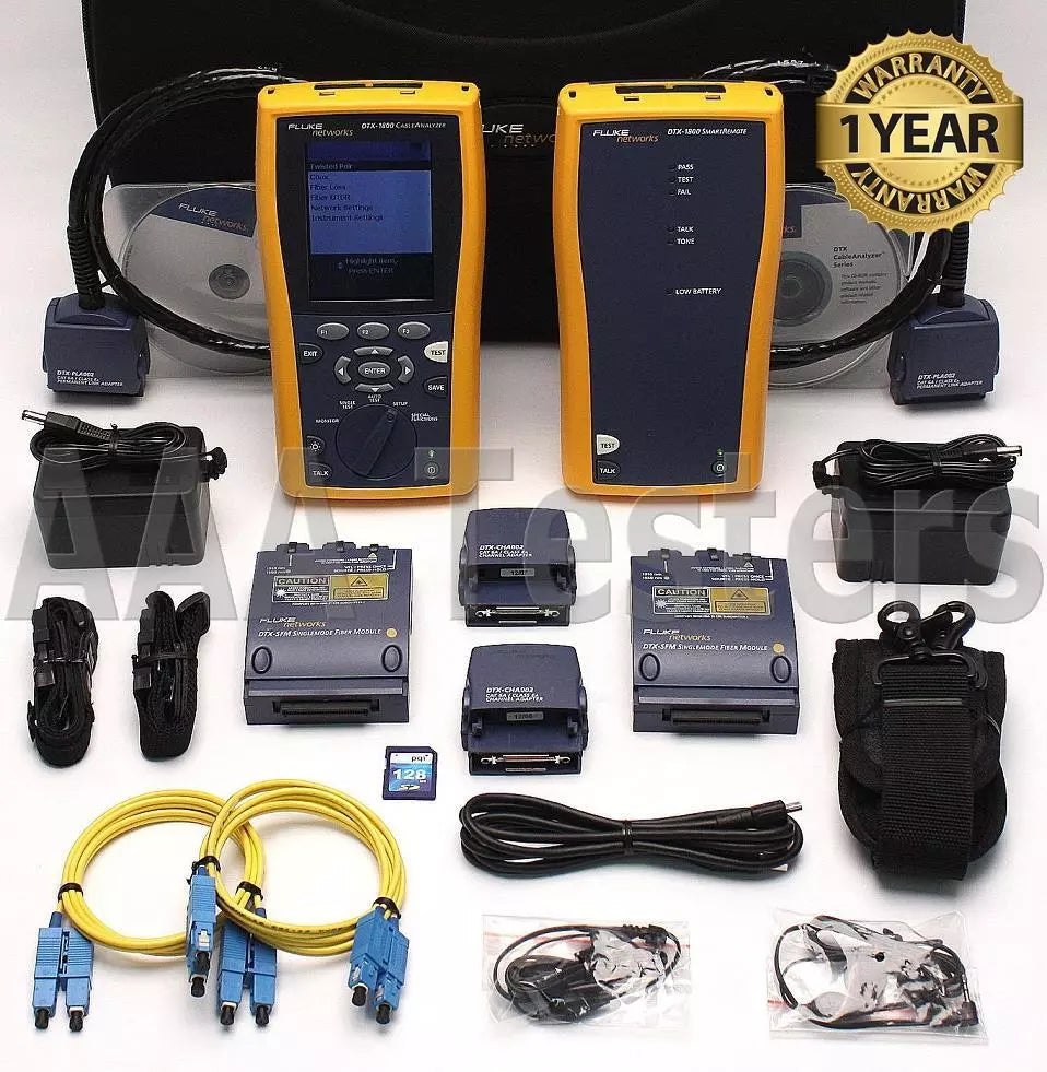 Fluke Networks DTX-1800 w/ DTX-SFM SM Fiber Cat6a 1gHz Cable Analyzer DTX 1800 - XG eqpt