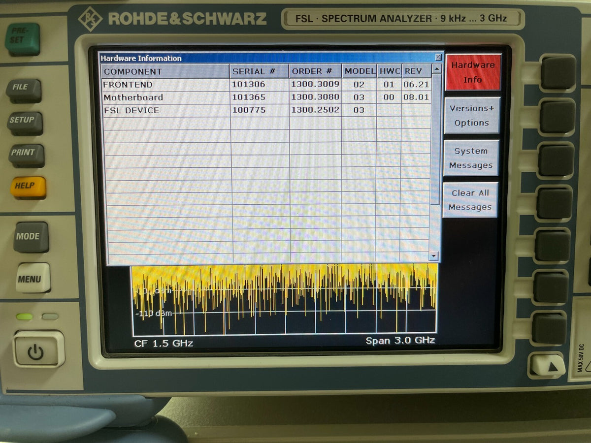 Rohde &amp; Schwarz FSL3 Spectrum Analyzer 9 kHz - 3 GHz _ 0775
