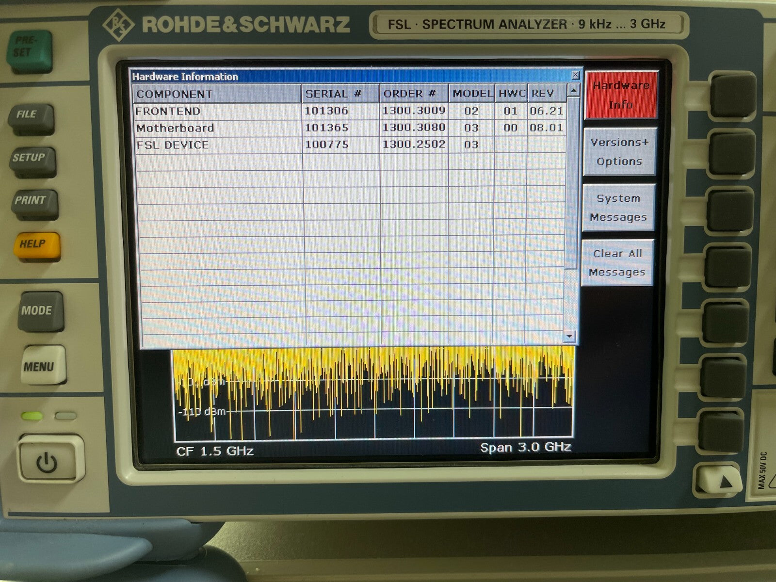Rohde &amp; Schwarz FSL3 Spectrum Analyzer 9 kHz - 3 GHz _ 0775