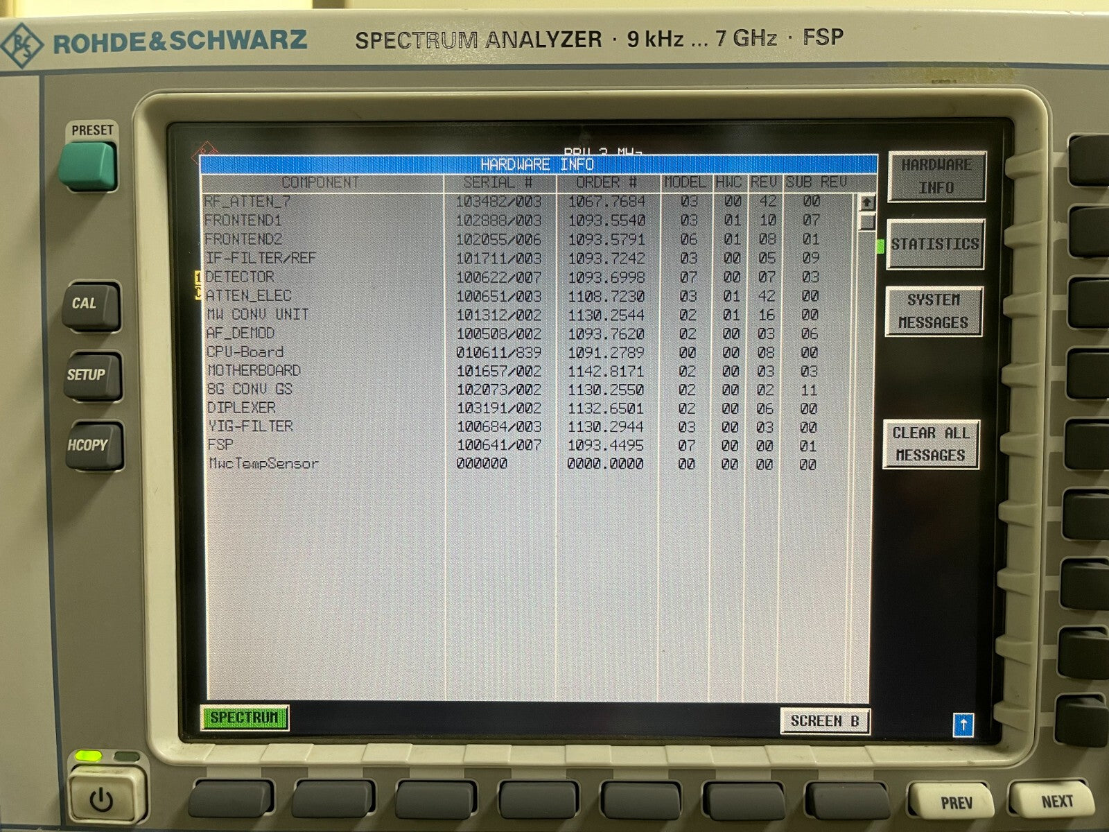 Rohde & Schwarz FSP7 Spectrum Analyzer 9 kHz - 7 GHz _ 0641 - XG eqpt