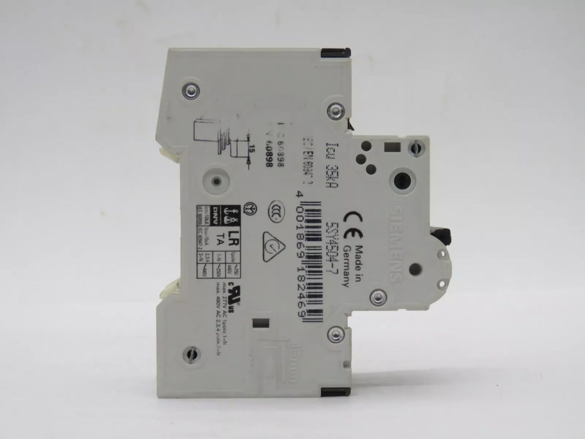 SIEMENS 5SY4504-7 Circuit Breaker Miniature 1+N Pole 4 Amp 230VAC 10kA