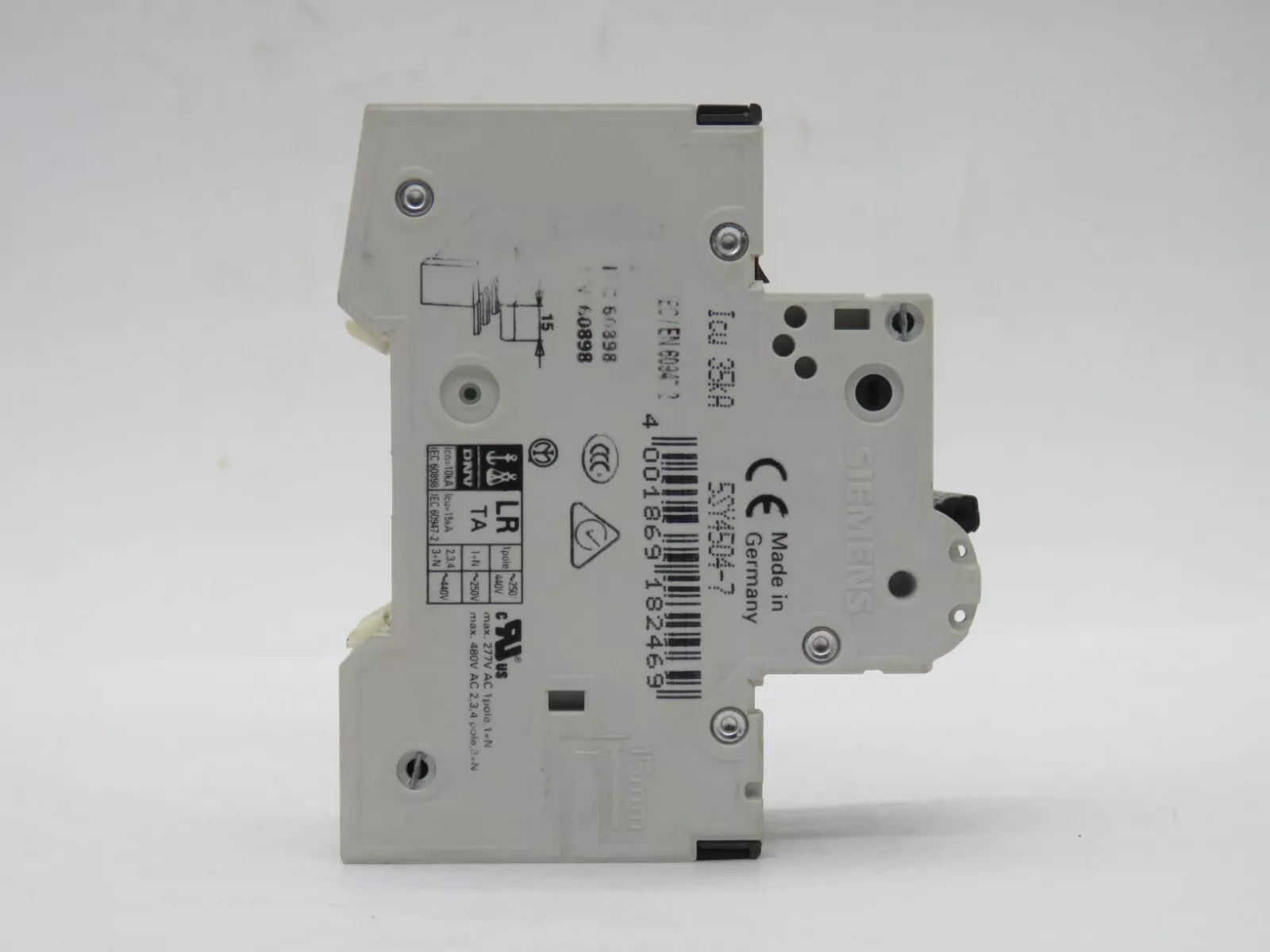 SIEMENS 5SY4504-7 Circuit Breaker Miniature 1+N Pole 4 Amp 230VAC 10kA