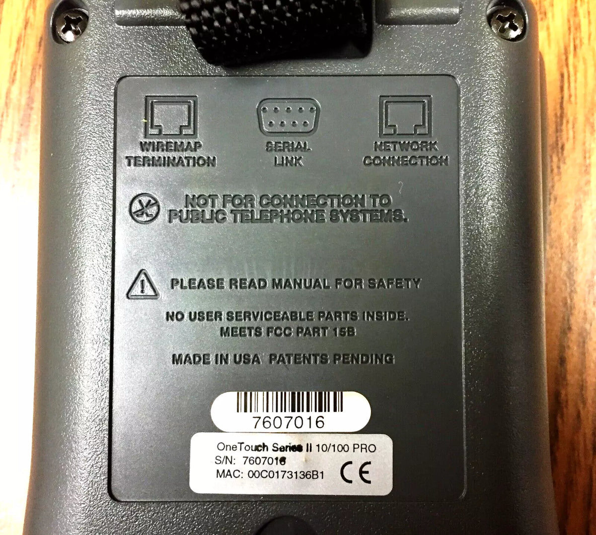 Fluke OneTouch Series II 10/100 Network Assistant with Battery & Power Adapter