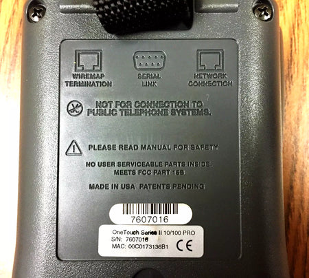 Fluke OneTouch Series II 10/100 Network Assistant with Battery & Power Adapter