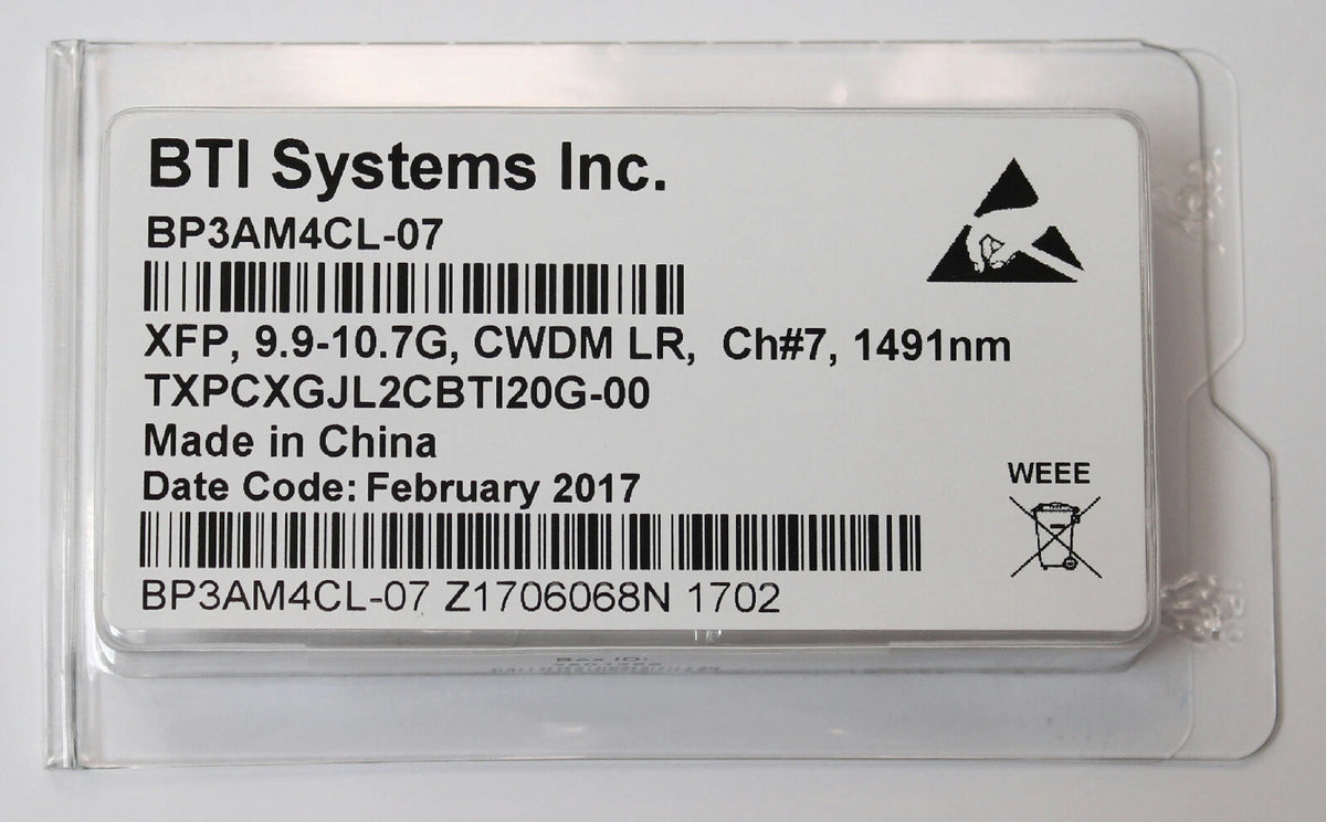 BTI BP3AM4CL-07 XFP Transceiver 9.9-10.7G CWDM LR, Ch#7, 1491nm TXPCXGJL2CBTI20G