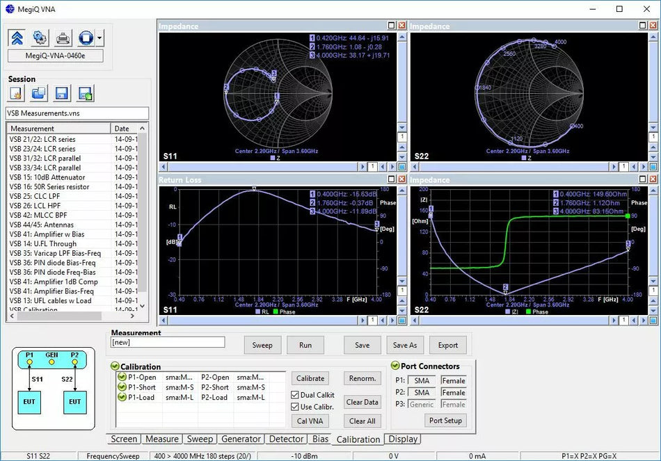 MegiQ VNA-0460 Two Port Vector Network Analyzer 6GHz 2-Port VNA