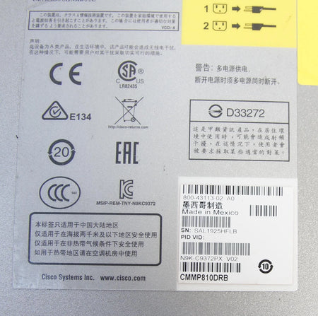 Cisco Nexus N9K-C9372PX 48P 10GbE SFP+ 6P 40GbE QSFP+ Switch LAN ENTERPRISE