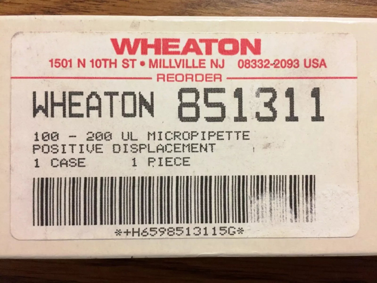 Wheaton 85131 100 to 200UL Micropipette Positive Displacement