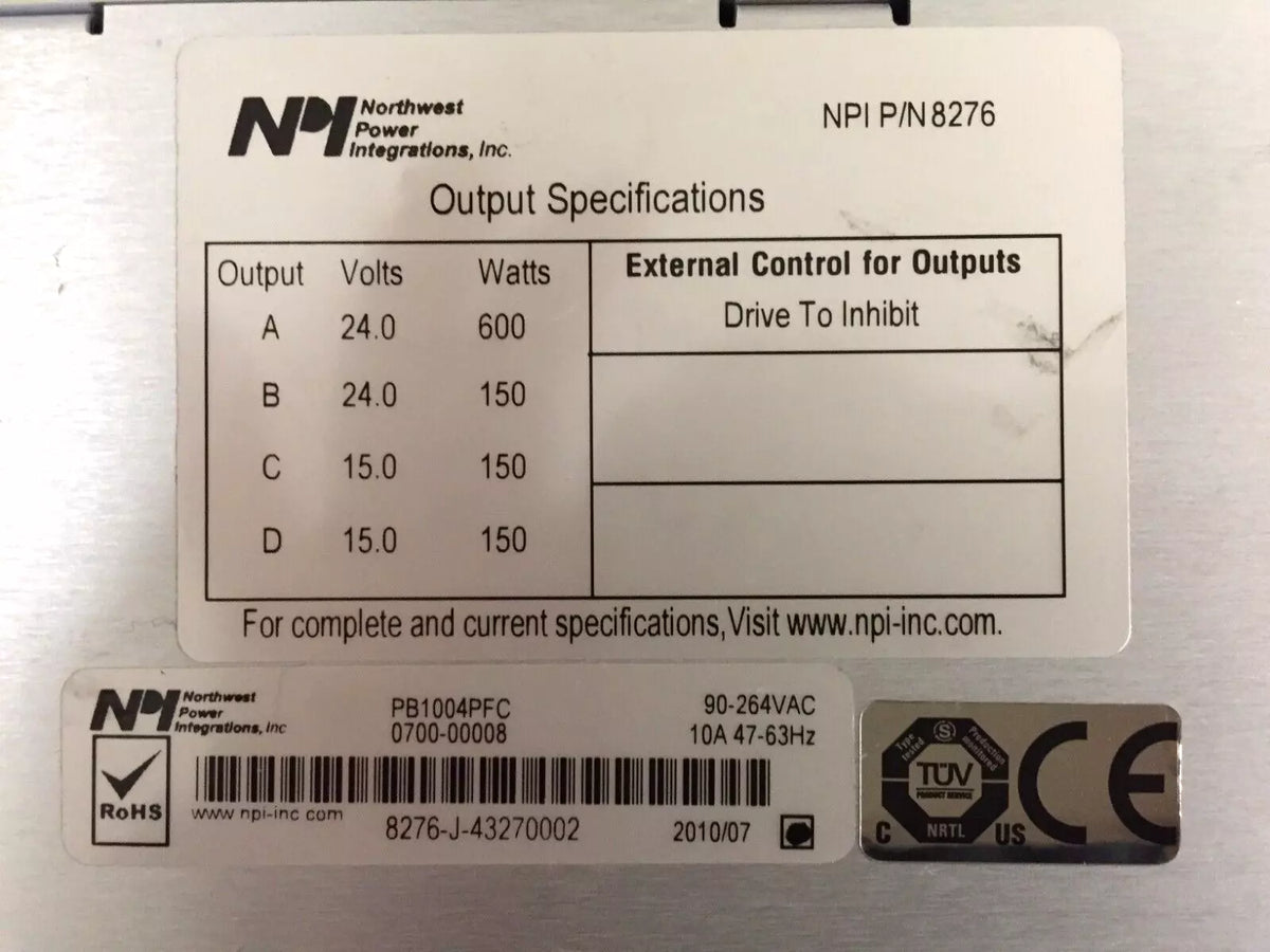 Northwest Power Integration (NPI) P/N 8276 Power Bank 90-264VAC, 10A, 47-63HZ