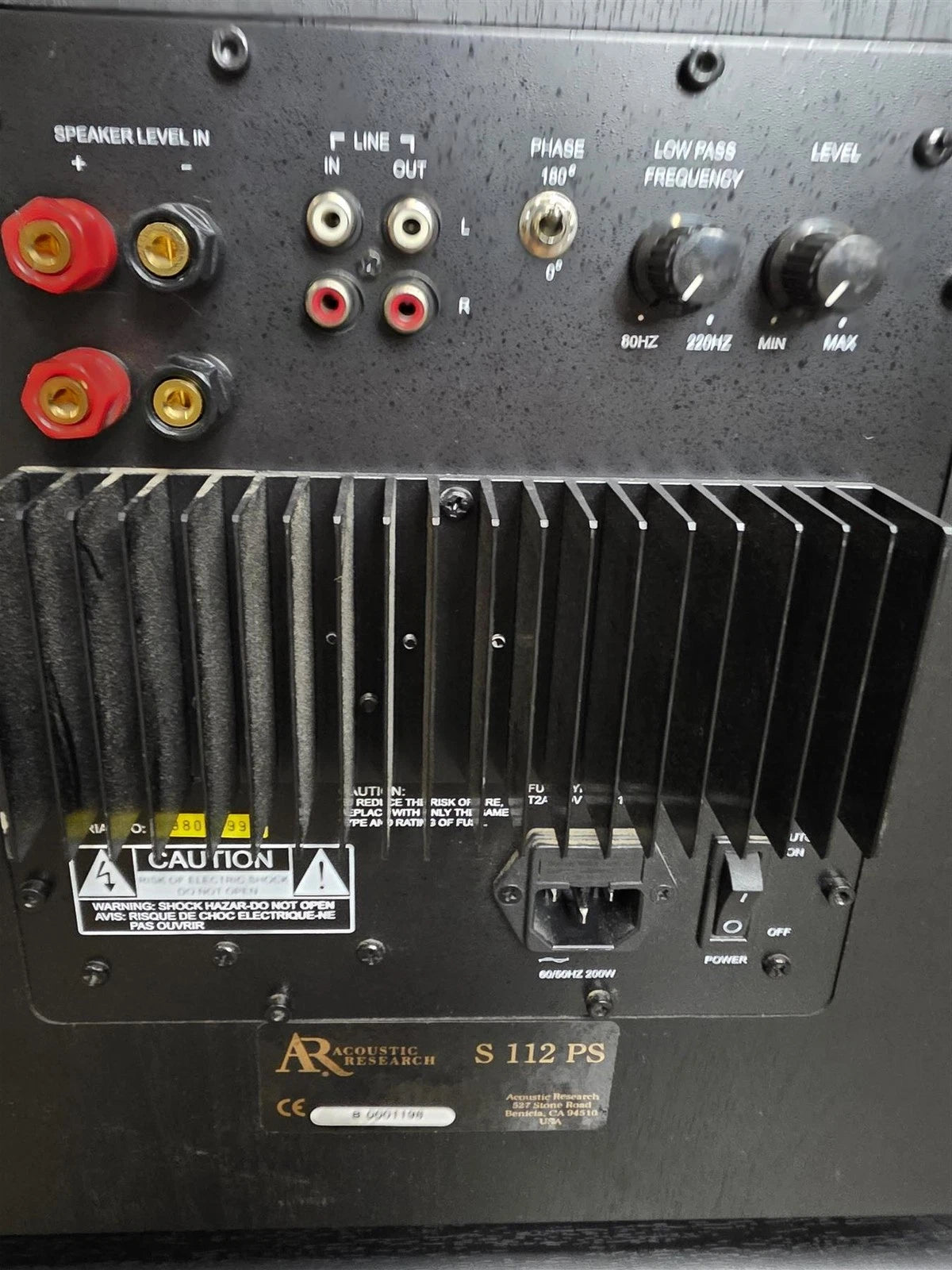 Acoustic Research S112PS Powered Subwoofer - Black- Free Shipping.
