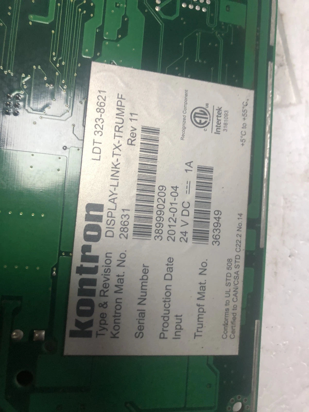 Kontron Display-Link-T x-Trumpf 5VDC 1A LDT 323-8621 Rev. 11 (  28631 )