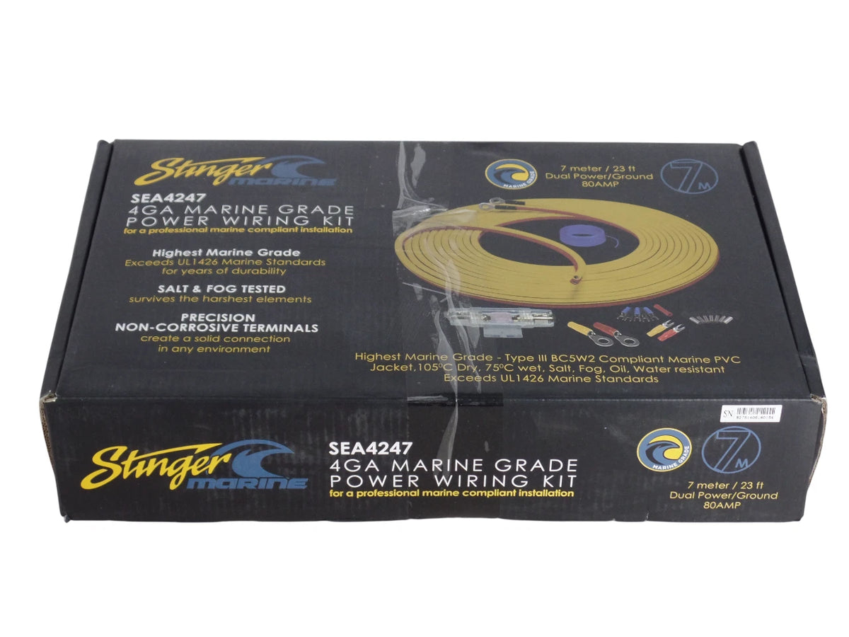 Stinger SEA4247 4 gauge UTV Boat Marine OFC Amplifier Wire Installation Kit.