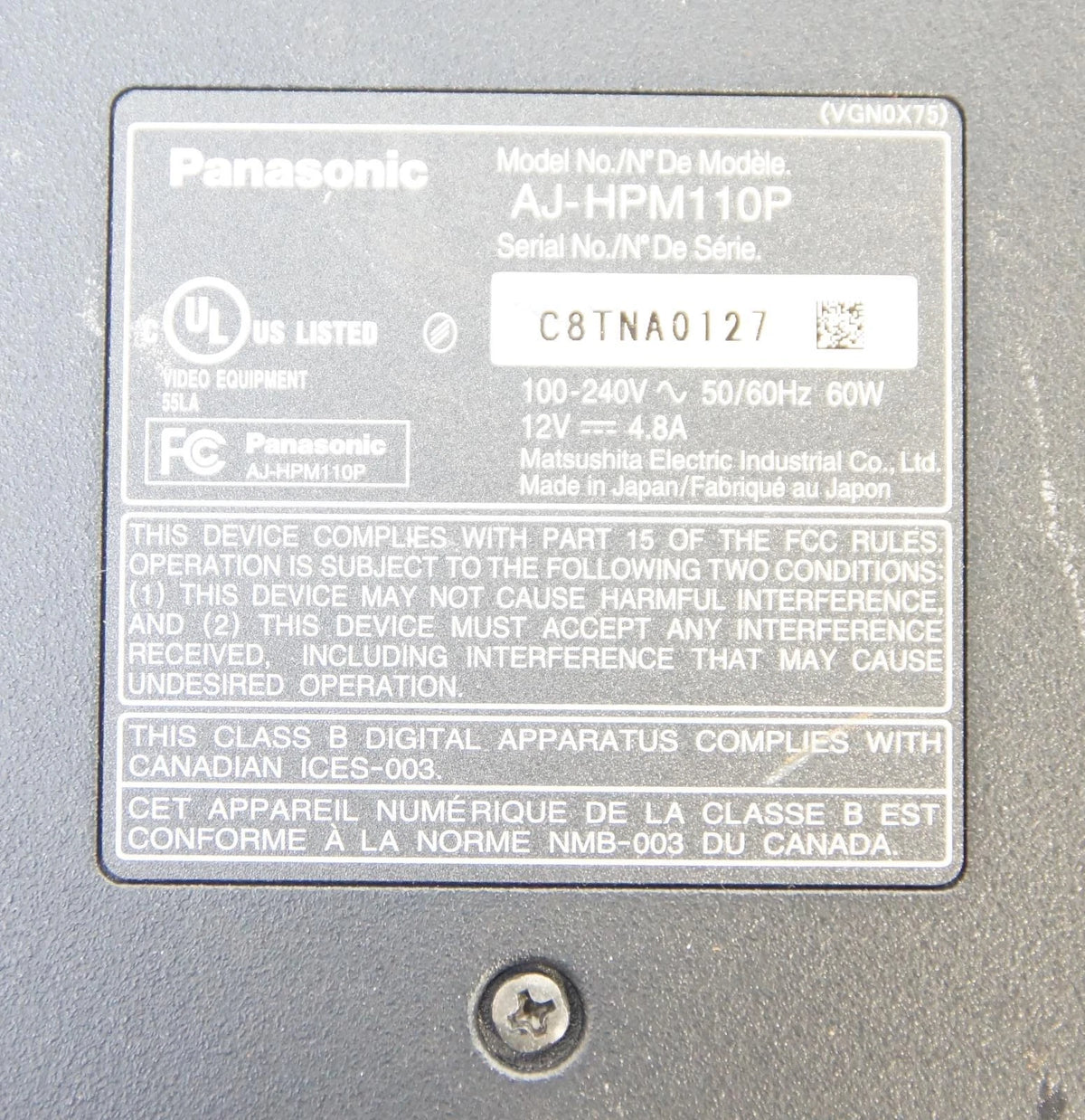 Panasonic AJ-HPM110 P2HD Memory Card Portable Recorder / Player