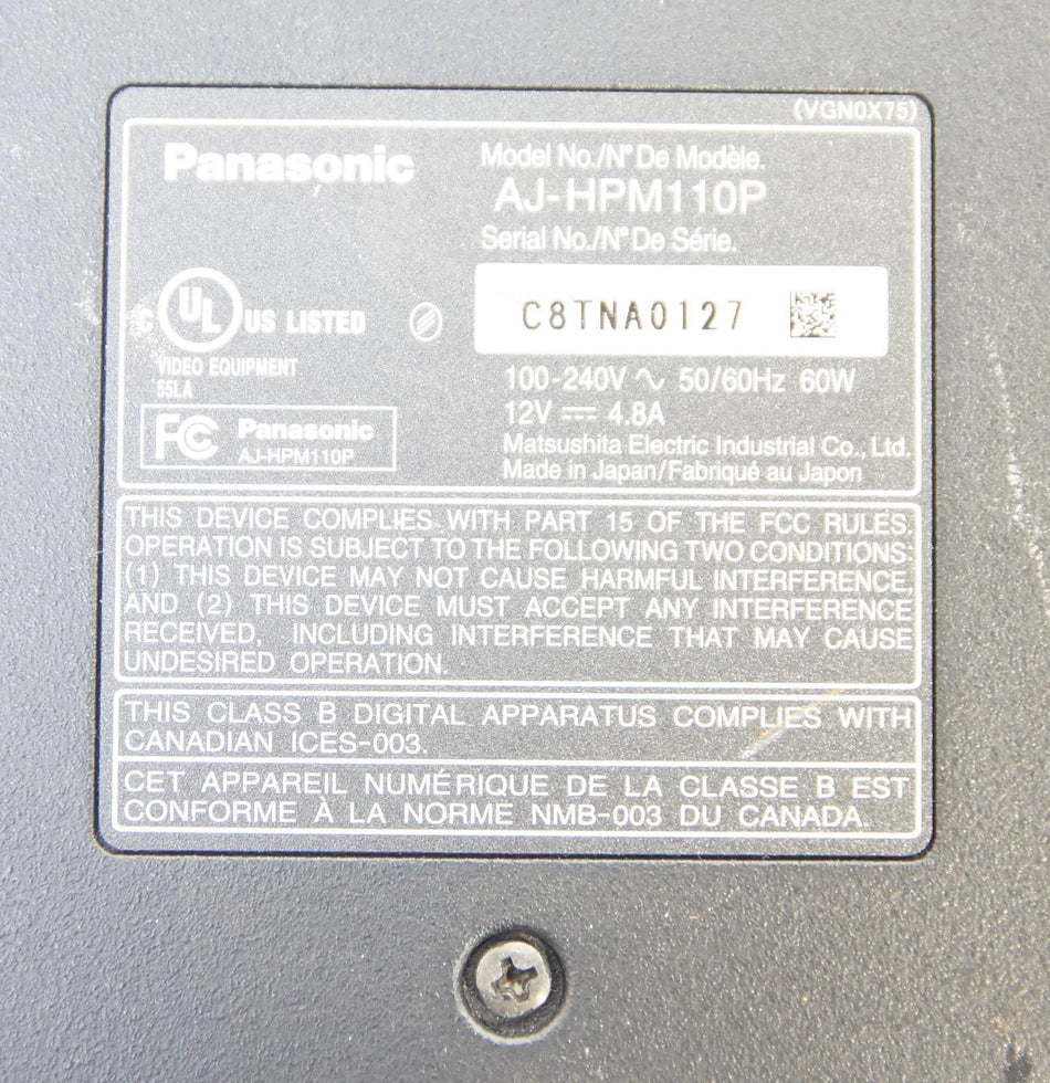 Panasonic AJ-HPM110 P2HD Memory Card Portable Recorder / Player