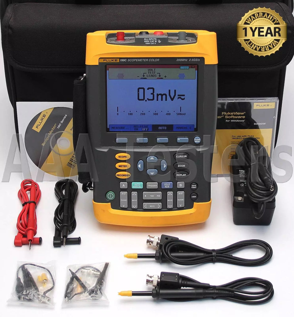 Fluke 199C ScopeMeter 2.5GS/s Dual-Input 200MHz HandHeld Oscilloscope 199/003