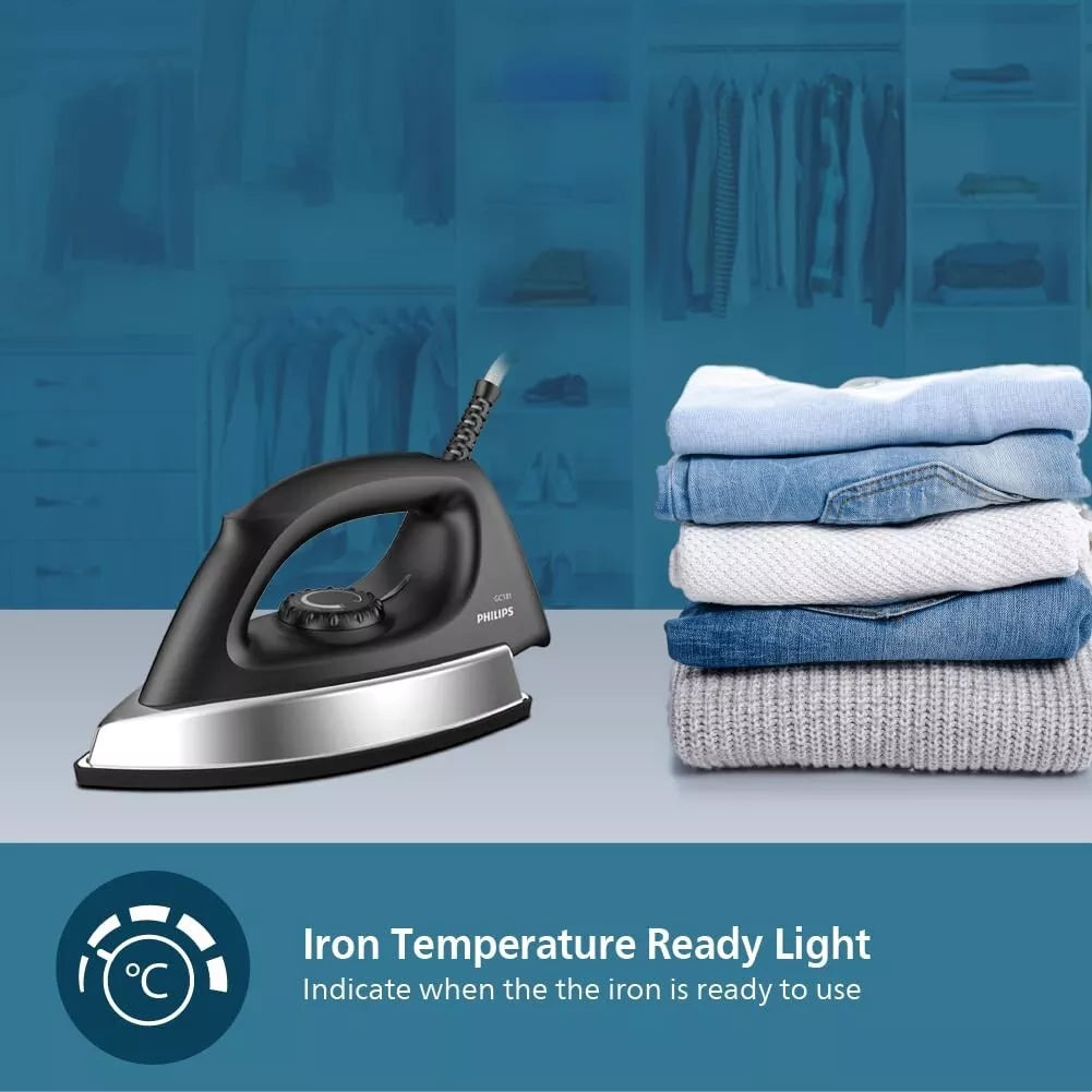 PHILIPS Heavyweight Dry Iron Stainless Steel Ergonomic Non-Stick 1000W