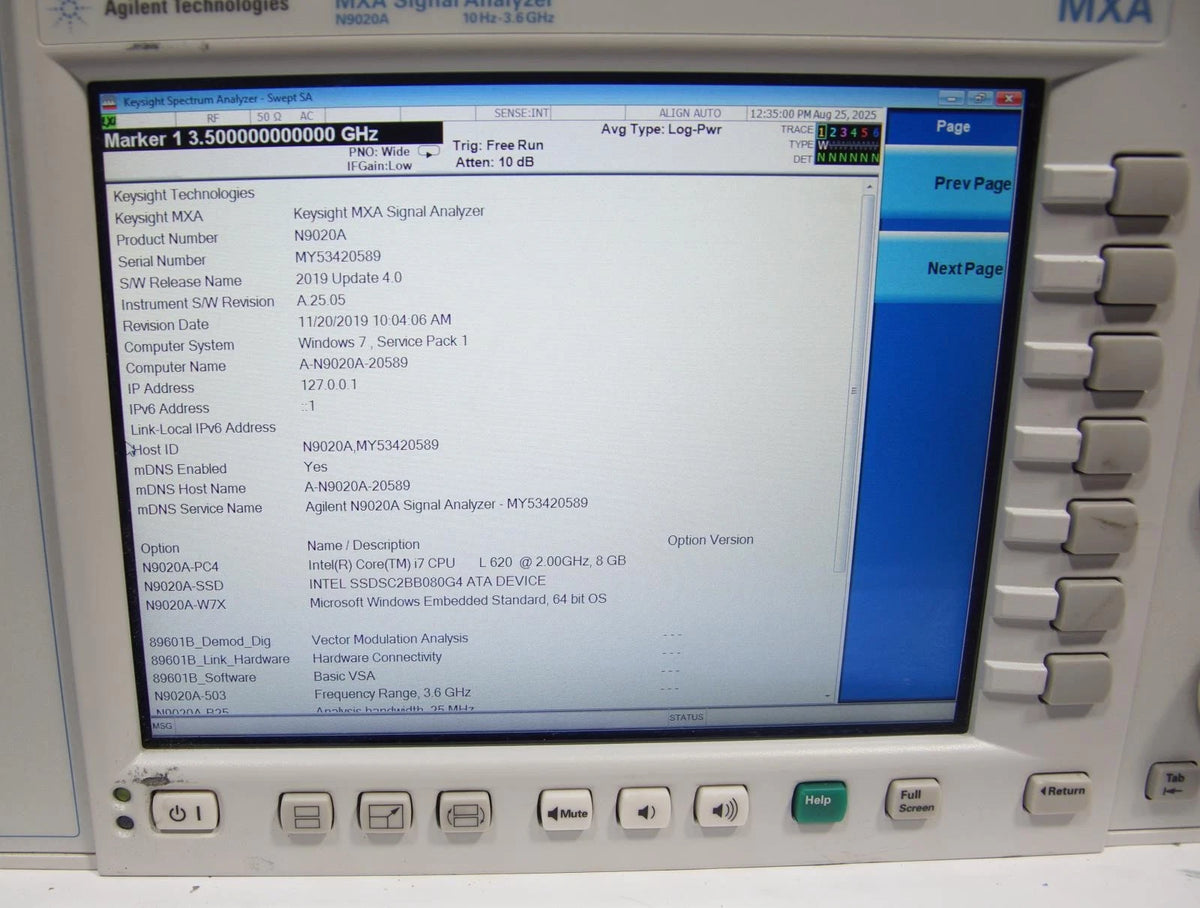 Keysight Agilent N9020A 10 Hz to 3.6 GHz MXA Signal Analyzer with Options