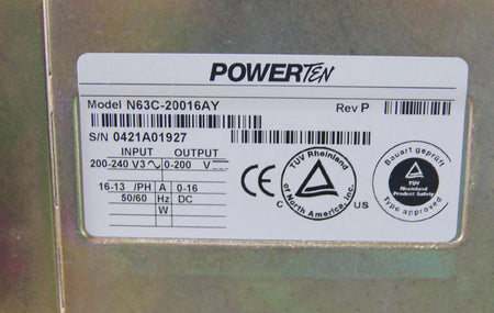 NOAH PRECISION PSC-4400 CHILLER CONTROLLER / POWERTEN N63C-20016AY POWER SUPPLY