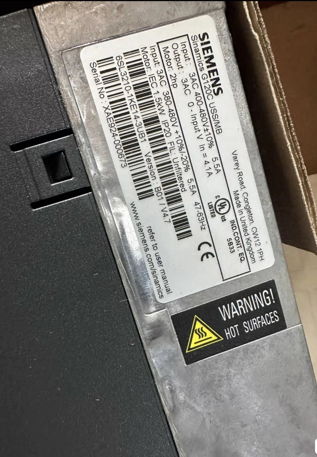 Siemens 6SL3210-1KE14-3UB1 Inverter Drive