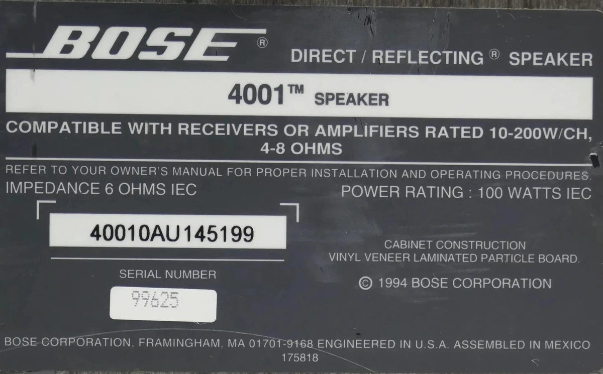 Bose 4001 Direct Reflecting Speaker - Free shipping