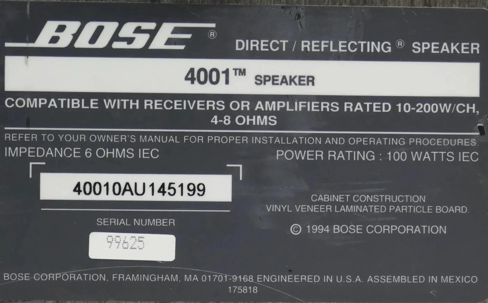Bose 4001 Direct Reflecting Speaker - Free shipping