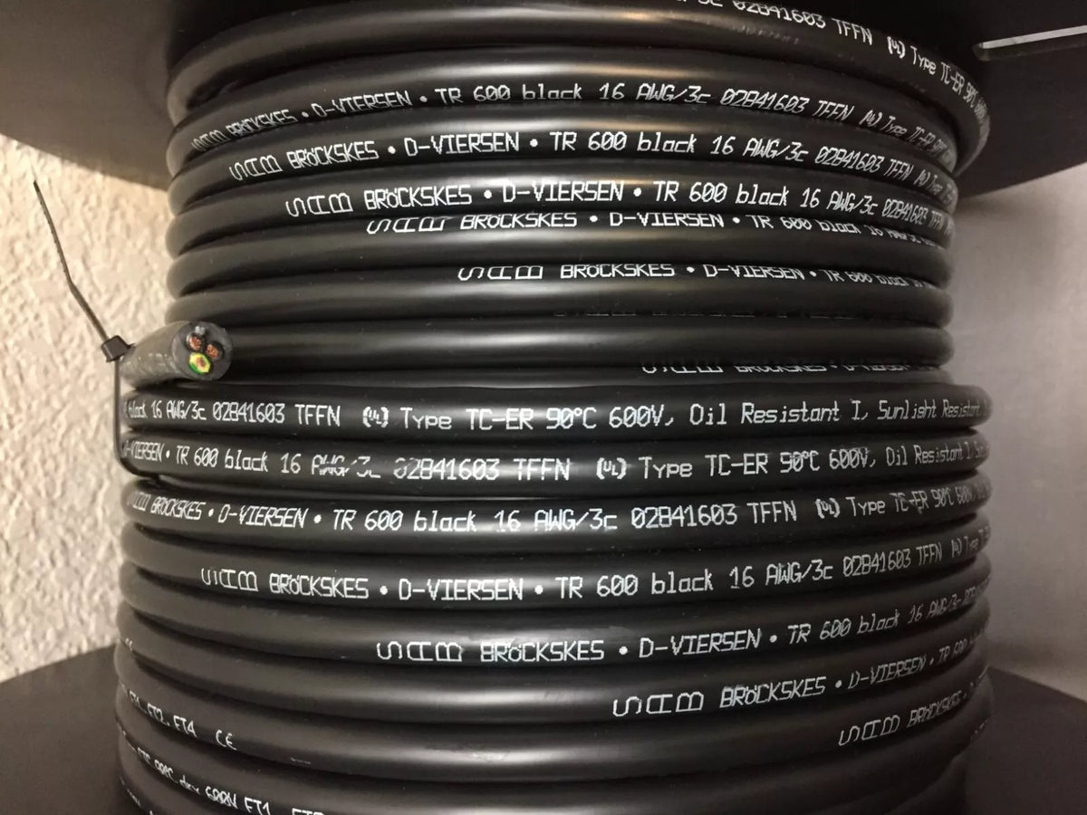 16AWG/3C 90°C Oil & Sunlight Resistant Flexible Tray Cable 150ft